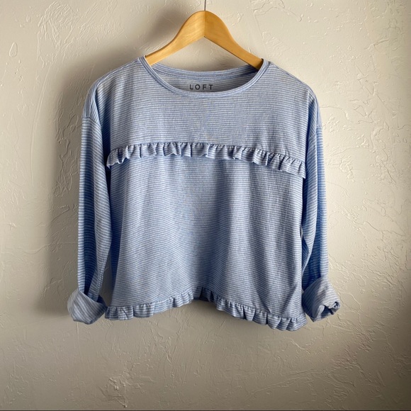 LOFT Striped Long Sleeve Crop Tee - Picture 2 of 5